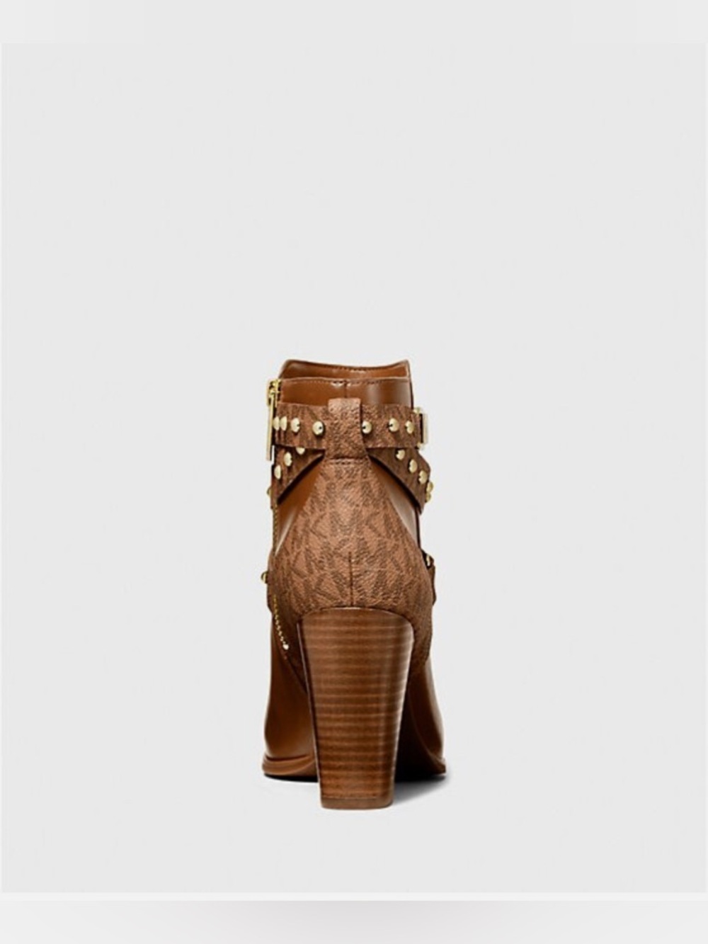 NIB Michael Kors KINCAID ANKLE BOOTIE LEATHER/DOME STUDS BROWN 8M US - Picture 4 of 10